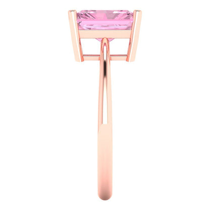 2.5 cttw Zirconia Simulated Pink Diamond Solitaire  Engagement Ring - Solid Gold (VVS1, Radiant Cut,8.5x6.5mm)