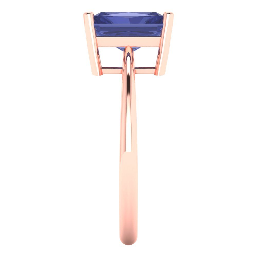 2.5 cttw Simulated Tanzanite Solitaire  Engagement Ring - Solid Gold (Radiant Cut,8.5x6.5mm)