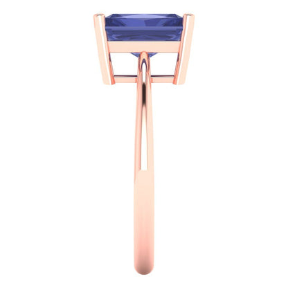 2.5 cttw Simulated Tanzanite Solitaire  Engagement Ring - Solid Gold (Radiant Cut,8.5x6.5mm)