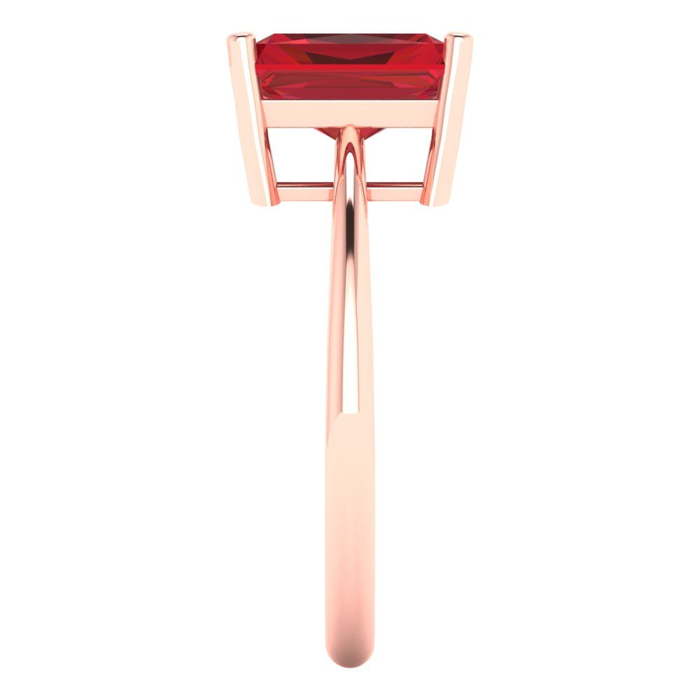 2.5ct Radiant Cut Red Ruby CZ VVS1 Classic Wedding Engagement Bridal Promise Designer Ring Solid 14k Rose Gold
