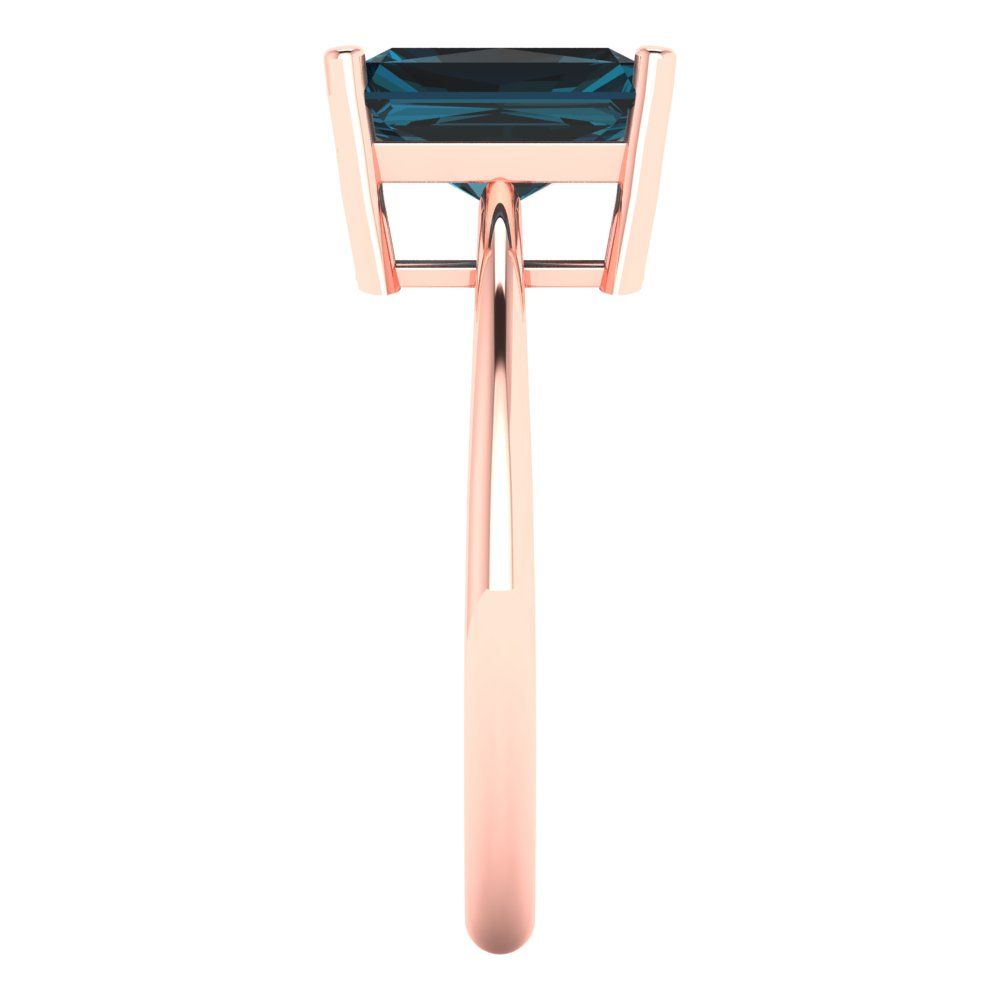 2.5 cttw Natural London Blue Topaz Solitaire  Engagement Ring - Solid Gold (Radiant Cut,8.5x6.5mm)