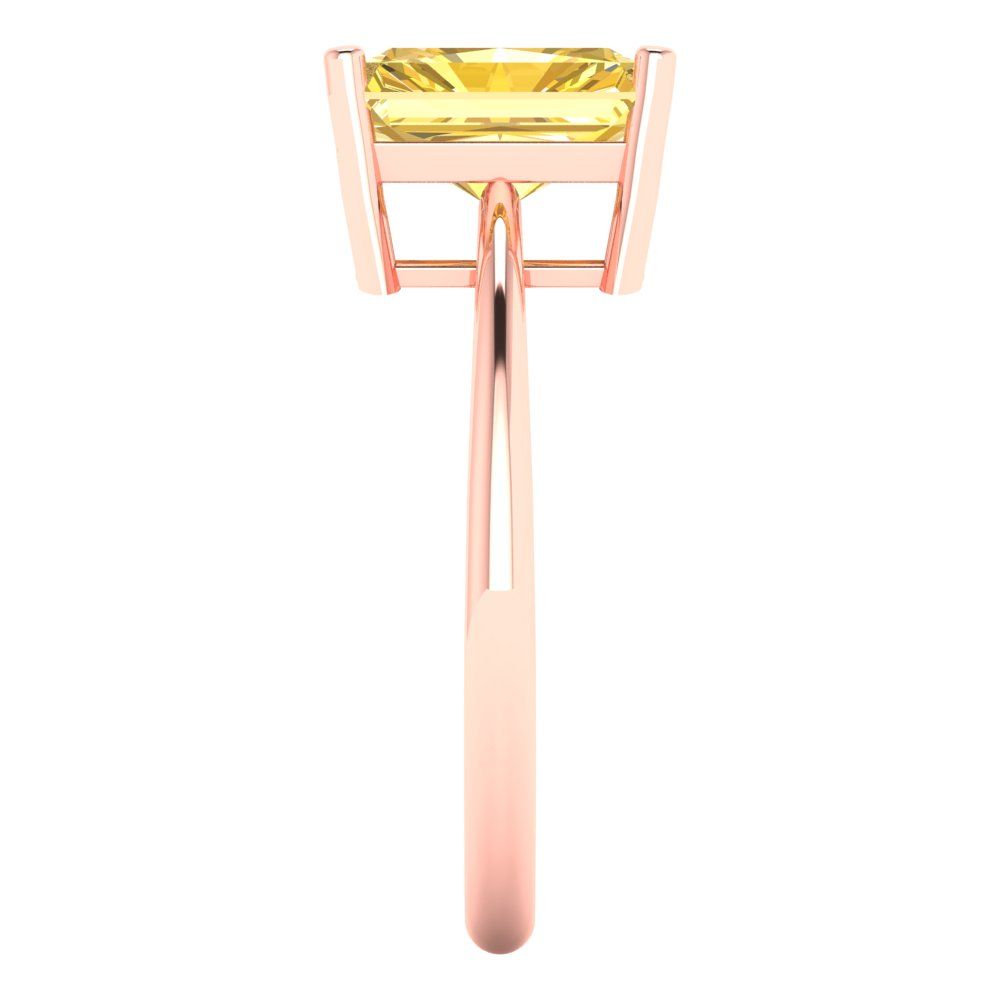 2.5 cttw Zirconia Simulated Yellow Diamond Solitaire  Engagement Ring - Solid Gold (VVS1, Radiant Cut,8.5x6.5mm)