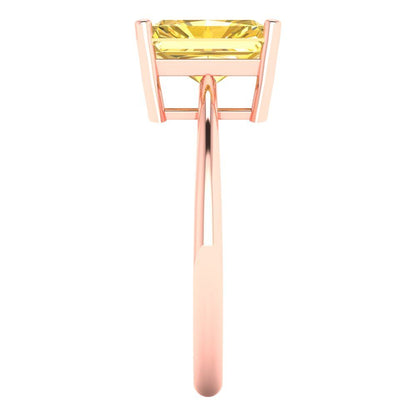 2.5 cttw Zirconia Simulated Yellow Diamond Solitaire  Engagement Ring - Solid Gold (VVS1, Radiant Cut,8.5x6.5mm)