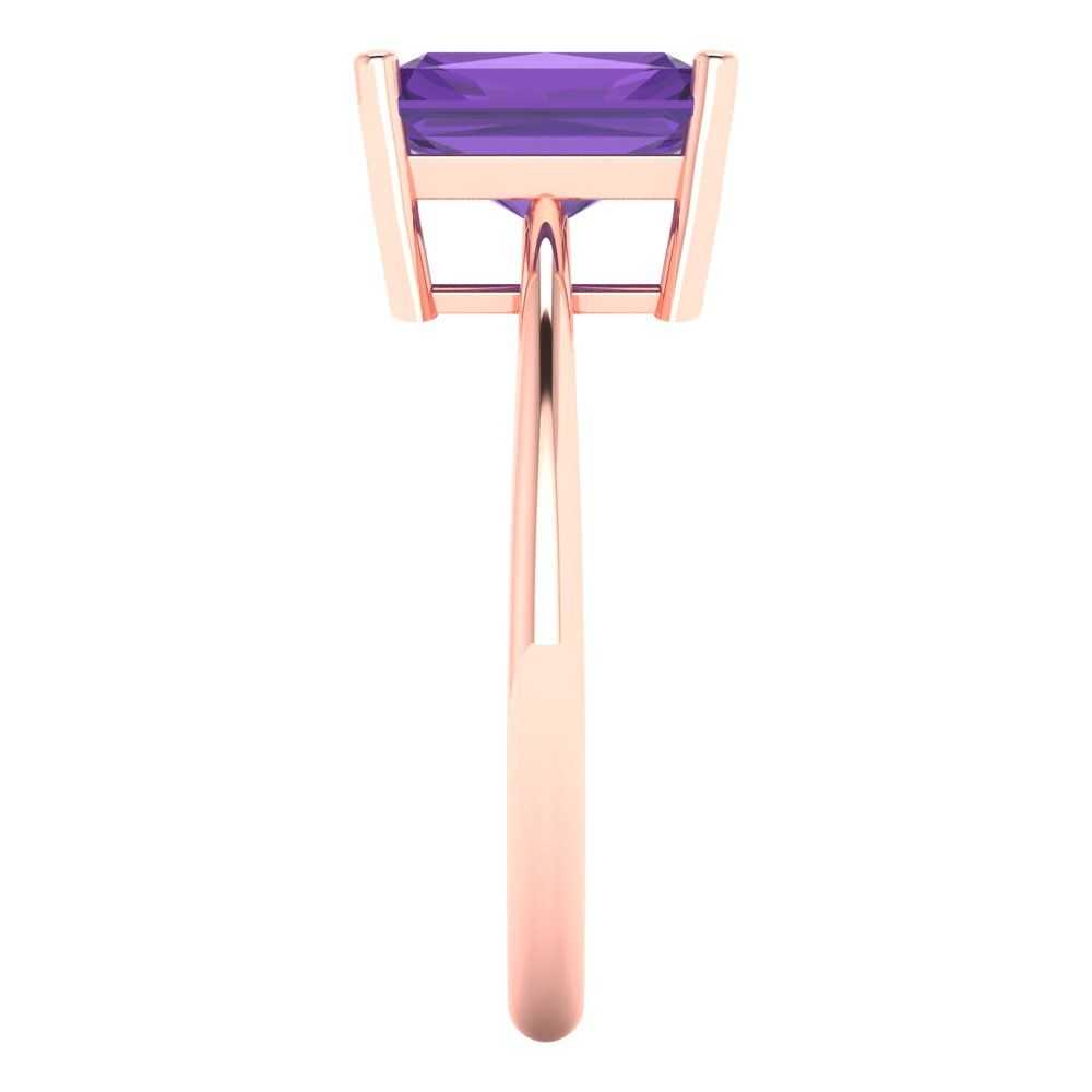 2.5 cttw Natural Amethyst Solitaire  Engagement Ring - Solid Gold (Radiant Cut,8.5x6.5mm)