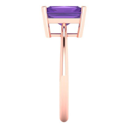 2.5 cttw Natural Amethyst Solitaire  Engagement Ring - Solid Gold (Radiant Cut,8.5x6.5mm)