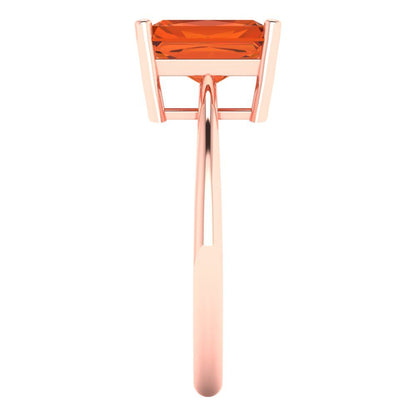 2.5 cttw Zirconia Simulated Red Diamond Solitaire  Engagement Ring - Solid Gold (VVS1, Radiant Cut,8.5x6.5mm)