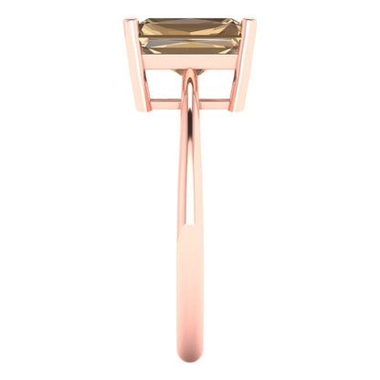 2.5 cttw Zirconia Simulated Champagne Diamond Solitaire  Engagement Ring - Solid Gold (VVS1, Radiant Cut,8.5x6.5mm)