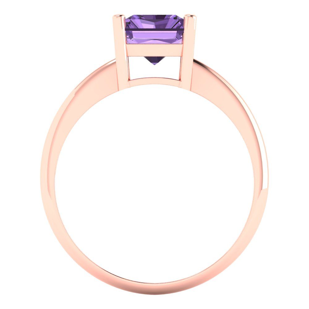 2.5 cttw Simulated Alexandrite Solitaire  Engagement Ring - Solid Gold (Radiant Cut,8.5x6.5mm)