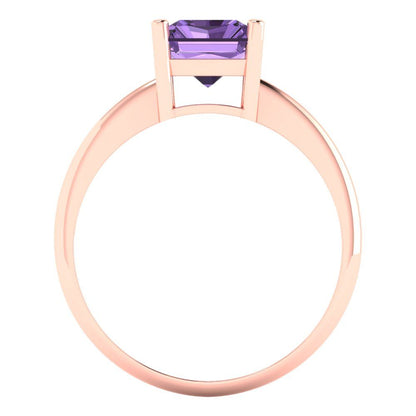 2.5 cttw Simulated Alexandrite Solitaire  Engagement Ring - Solid Gold (Radiant Cut,8.5x6.5mm)
