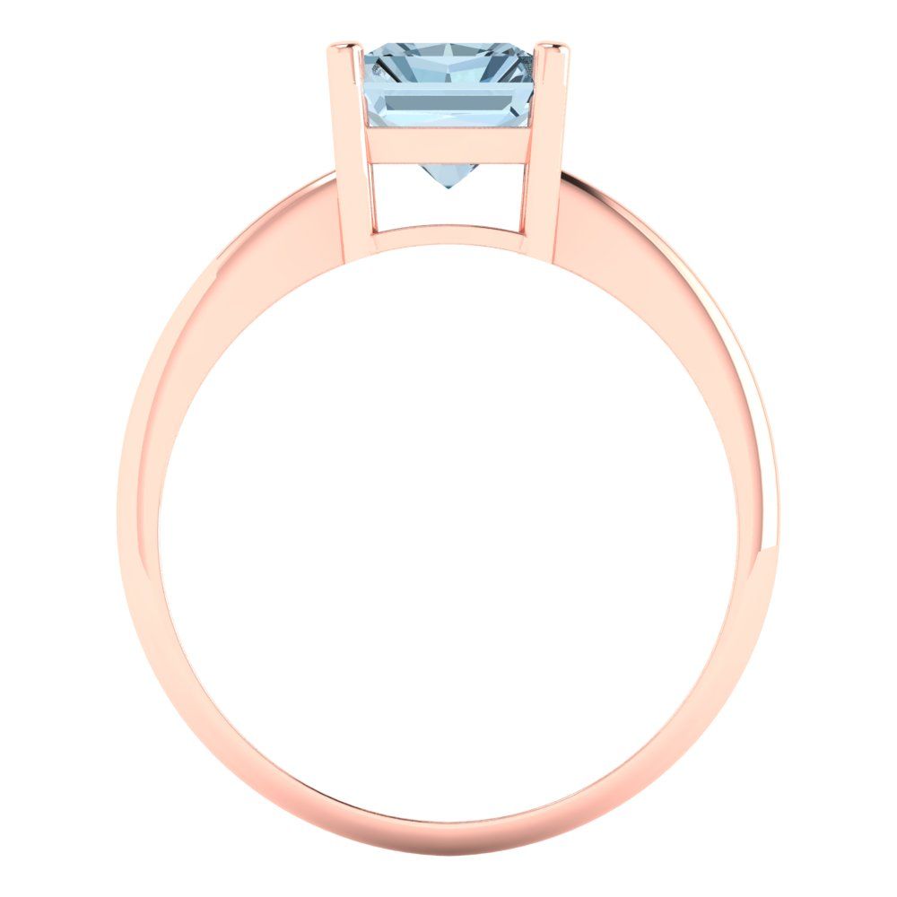 2.5 cttw Natural Sky Blue Topaz Solitaire  Engagement Ring - Solid Gold (Radiant Cut,8.5x6.5mm)