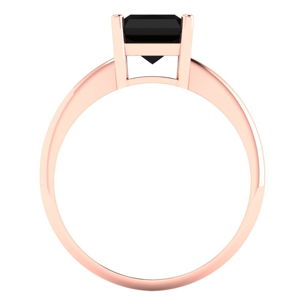 2.5 cttw Natural Onyx Solitaire  Engagement Ring - Solid Gold (Radiant Cut,8.5x6.5mm)