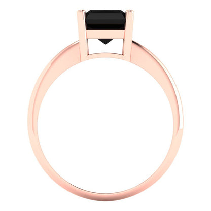 2.5 cttw Natural Onyx Solitaire  Engagement Ring - Solid Gold (Radiant Cut,8.5x6.5mm)