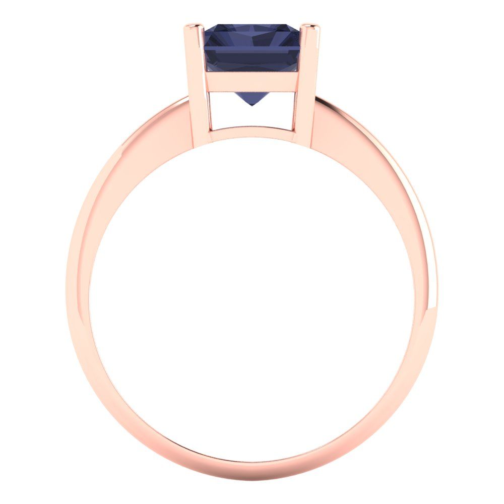 2.5 cttw Simulated Blue Sapphire Solitaire  Engagement Ring - Solid Gold (Radiant Cut,8.5x6.5mm)
