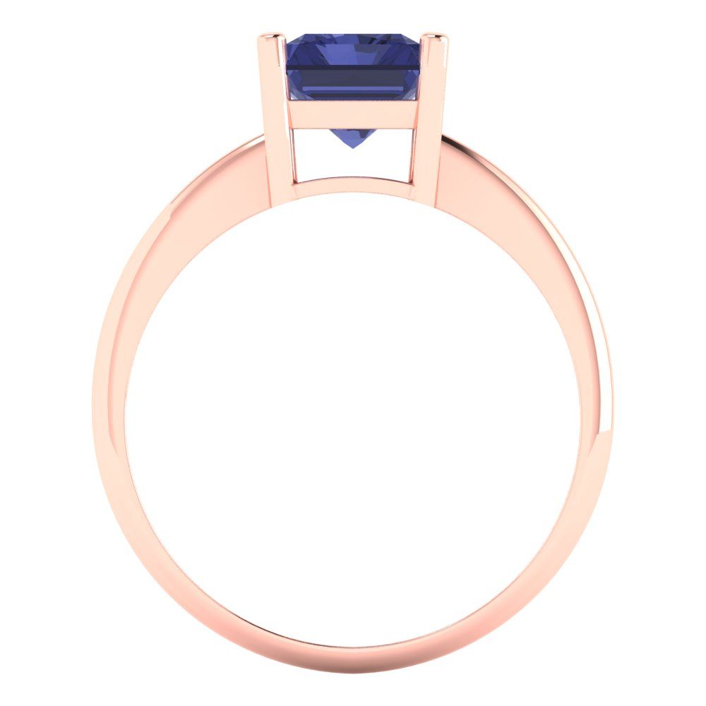 2.5 cttw Simulated Tanzanite Solitaire  Engagement Ring - Solid Gold (Radiant Cut,8.5x6.5mm)
