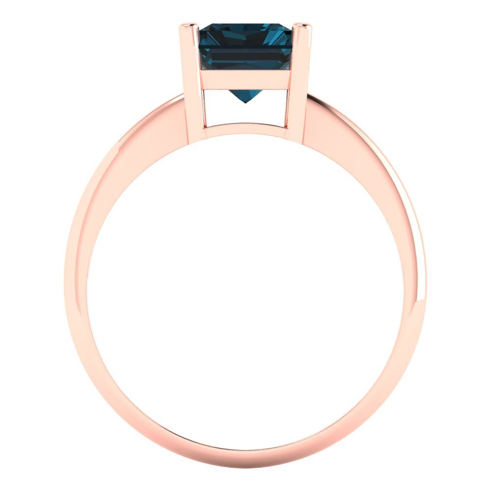 2.5 cttw Natural London Blue Topaz Solitaire  Engagement Ring - Solid Gold (Radiant Cut,8.5x6.5mm)