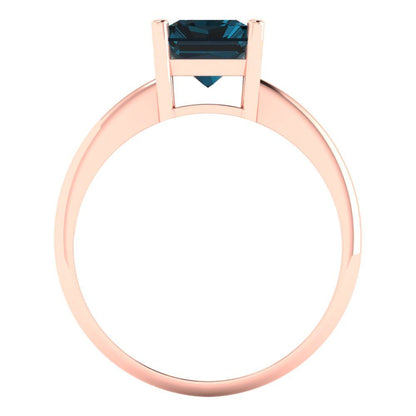 2.5 cttw Natural London Blue Topaz Solitaire  Engagement Ring - Solid Gold (Radiant Cut,8.5x6.5mm)