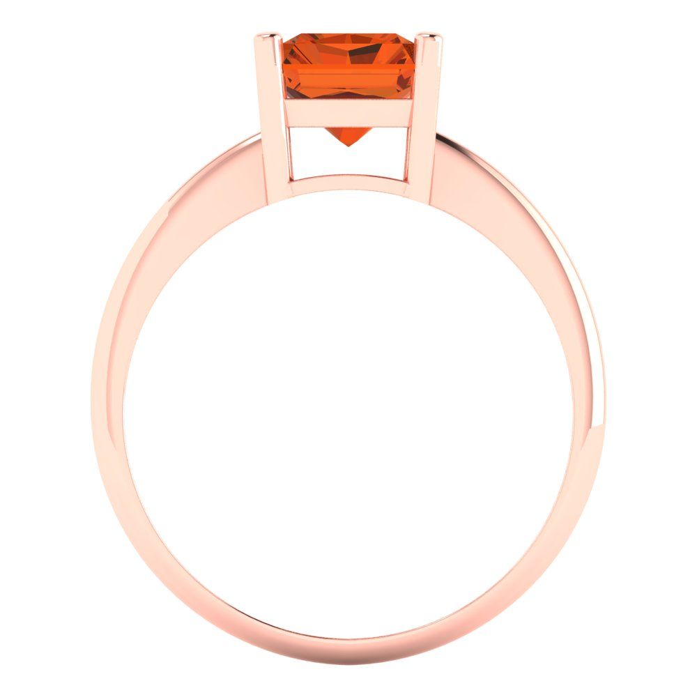 2.5 cttw Zirconia Simulated Red Diamond Solitaire  Engagement Ring - Solid Gold (VVS1, Radiant Cut,8.5x6.5mm)