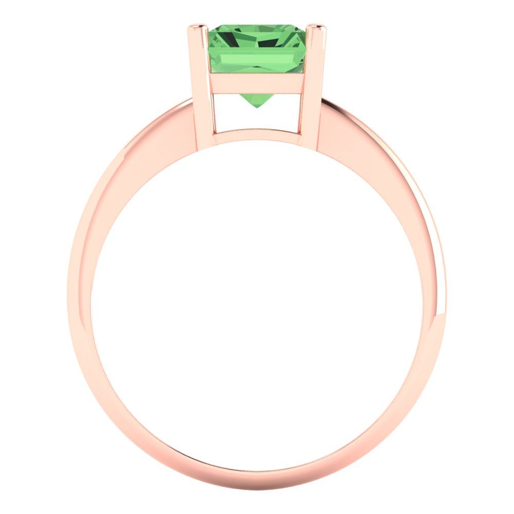 2.5 cttw Zirconia Simulated Green Diamond Solitaire  Engagement Ring - Solid Gold (VVS1, Radiant Cut,8.5x6.5mm)