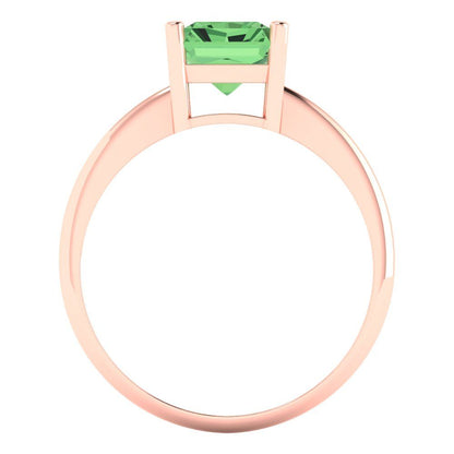 2.5 cttw Zirconia Simulated Green Diamond Solitaire  Engagement Ring - Solid Gold (VVS1, Radiant Cut,8.5x6.5mm)