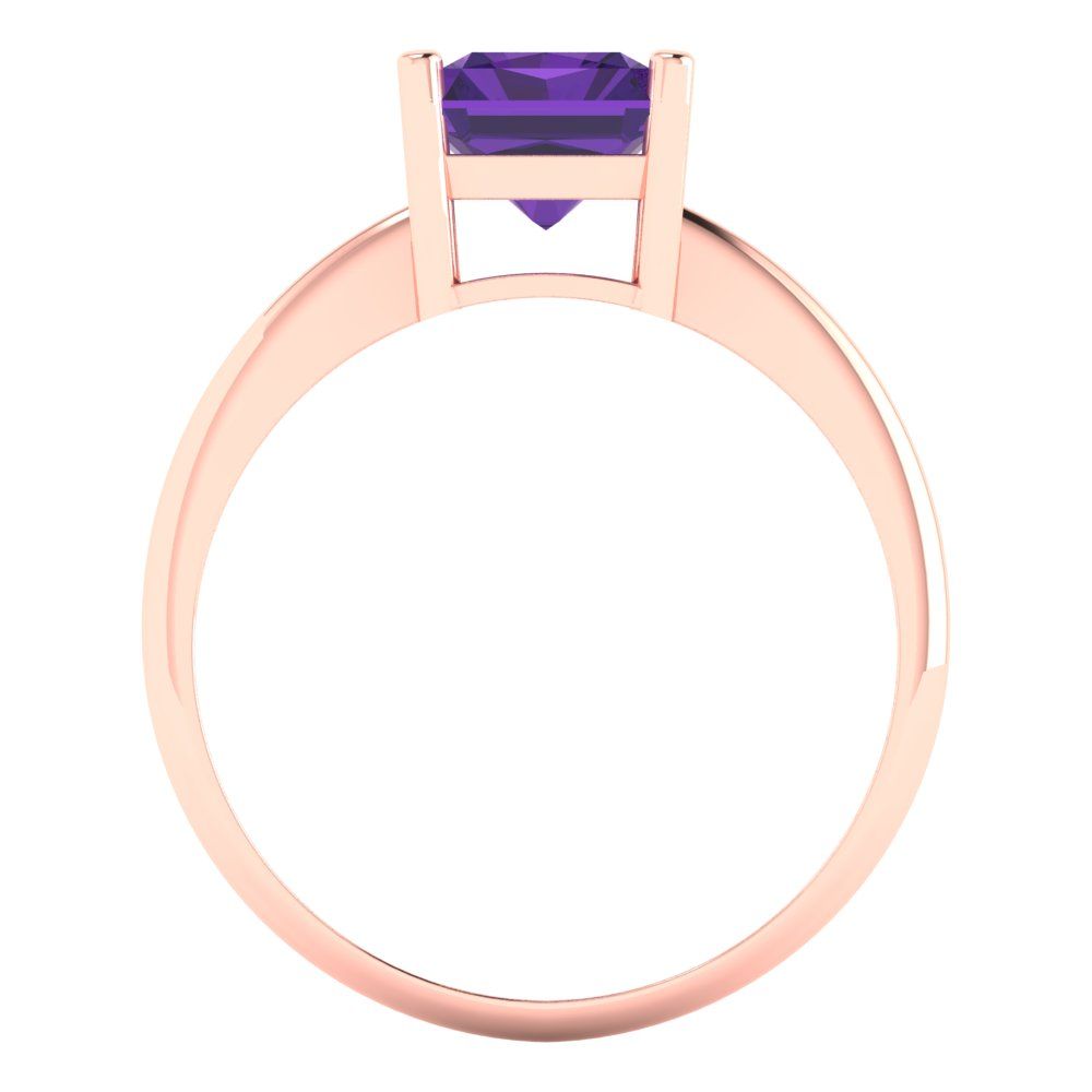 2.5 cttw Natural Amethyst Solitaire  Engagement Ring - Solid Gold (Radiant Cut,8.5x6.5mm)