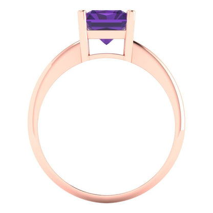2.5 cttw Natural Amethyst Solitaire  Engagement Ring - Solid Gold (Radiant Cut,8.5x6.5mm)