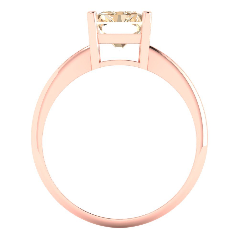 2.5 cttw Natural Morganite Solitaire  Engagement Ring - Solid Gold (Radiant Cut,8.5x6.5mm)