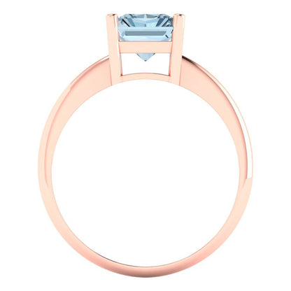 2.5 cttw Natural Aquamarine Solitaire  Engagement Ring - Solid Gold (Radiant Cut,8.5x6.5mm)