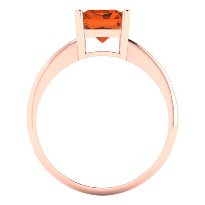 2.5ct Radiant Cut Red Ruby CZ VVS1 Classic Wedding Engagement Bridal Promise Designer Ring Solid 14k Rose Gold