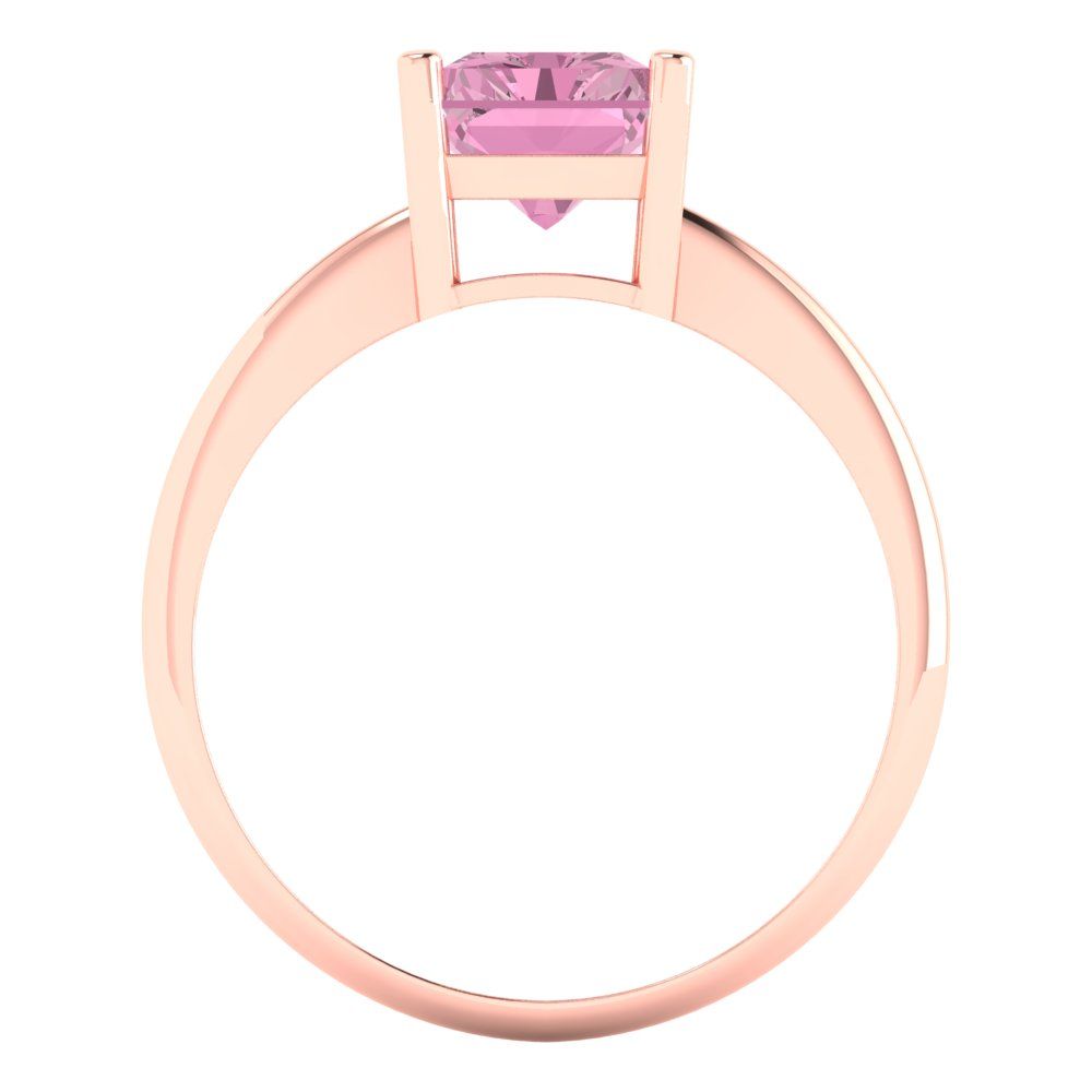 2.5 cttw Zirconia Simulated Pink Diamond Solitaire  Engagement Ring - Solid Gold (VVS1, Radiant Cut,8.5x6.5mm)