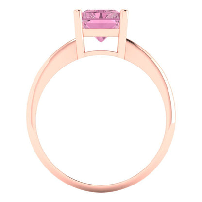 2.5 cttw Zirconia Simulated Pink Diamond Solitaire  Engagement Ring - Solid Gold (VVS1, Radiant Cut,8.5x6.5mm)