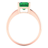2.5 ct Brilliant Radiant Cut Simulated Emerald Stone Rose Gold Solitaire Ring
