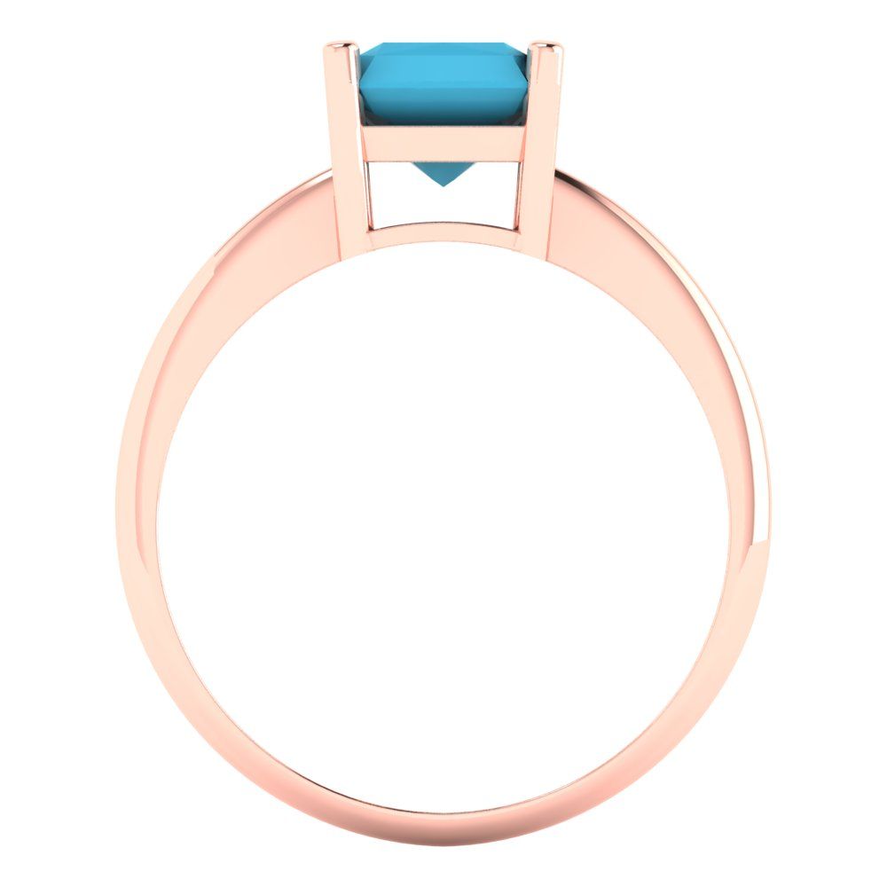 2.5 cttw Simulated Turquoise Solitaire  Engagement Ring - Solid Gold (Radiant Cut,8.5x6.5mm)