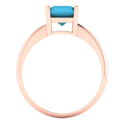 2.5 cttw Simulated Turquoise Solitaire  Engagement Ring - Solid Gold (Radiant Cut,8.5x6.5mm)