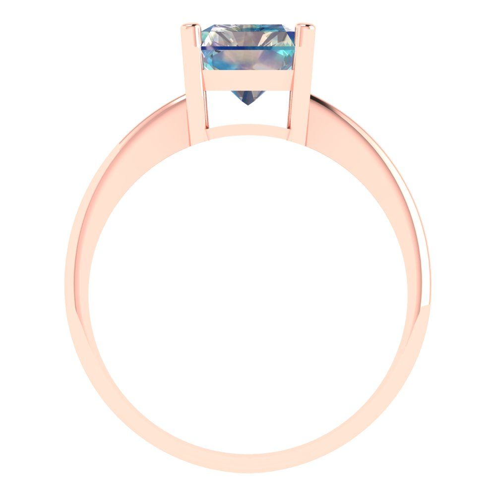 2.5 cttw Blue Moissanite Solitaire  Engagement Ring - Solid Gold (Radiant Cut,8.5x6.5mm)