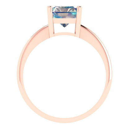 2.5 cttw Blue Moissanite Solitaire  Engagement Ring - Solid Gold (Radiant Cut,8.5x6.5mm)