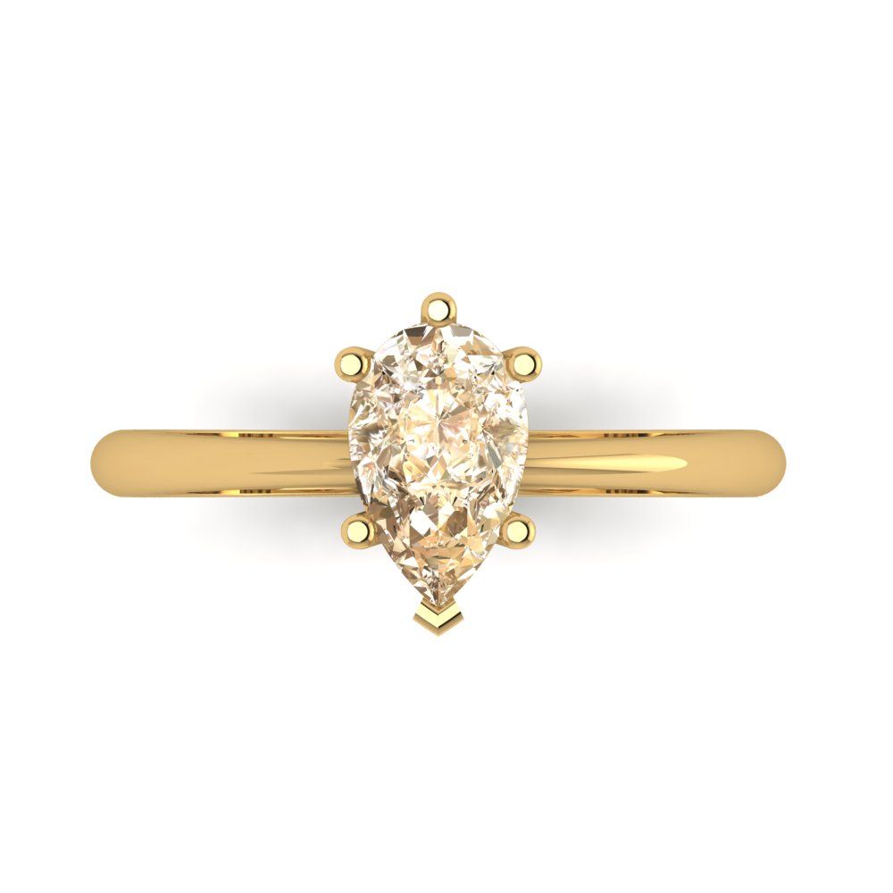 1 cttw Natural Morganite Solitaire  Engagement Ring - Solid Gold (Pear Cut,8x5mm)