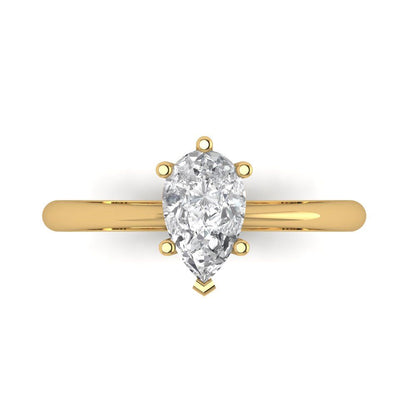 1 cttw White Sapphire Solitaire  Engagement Ring - Solid Gold (Pear Cut,8x5mm)
