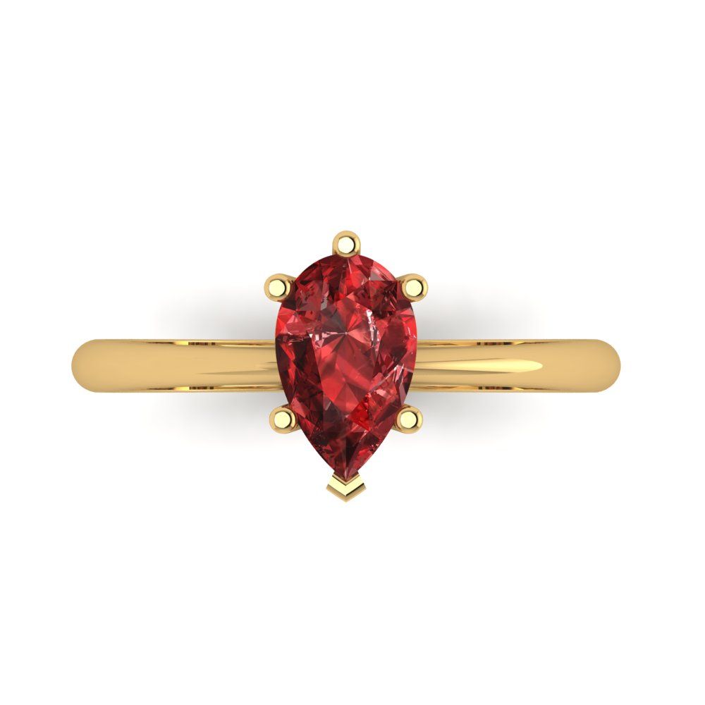 1 cttw Natural Garnet Solitaire  Engagement Ring - Solid Gold (Pear Cut,8x5mm)