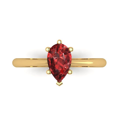 1 cttw Natural Garnet Solitaire  Engagement Ring - Solid Gold (Pear Cut,8x5mm)