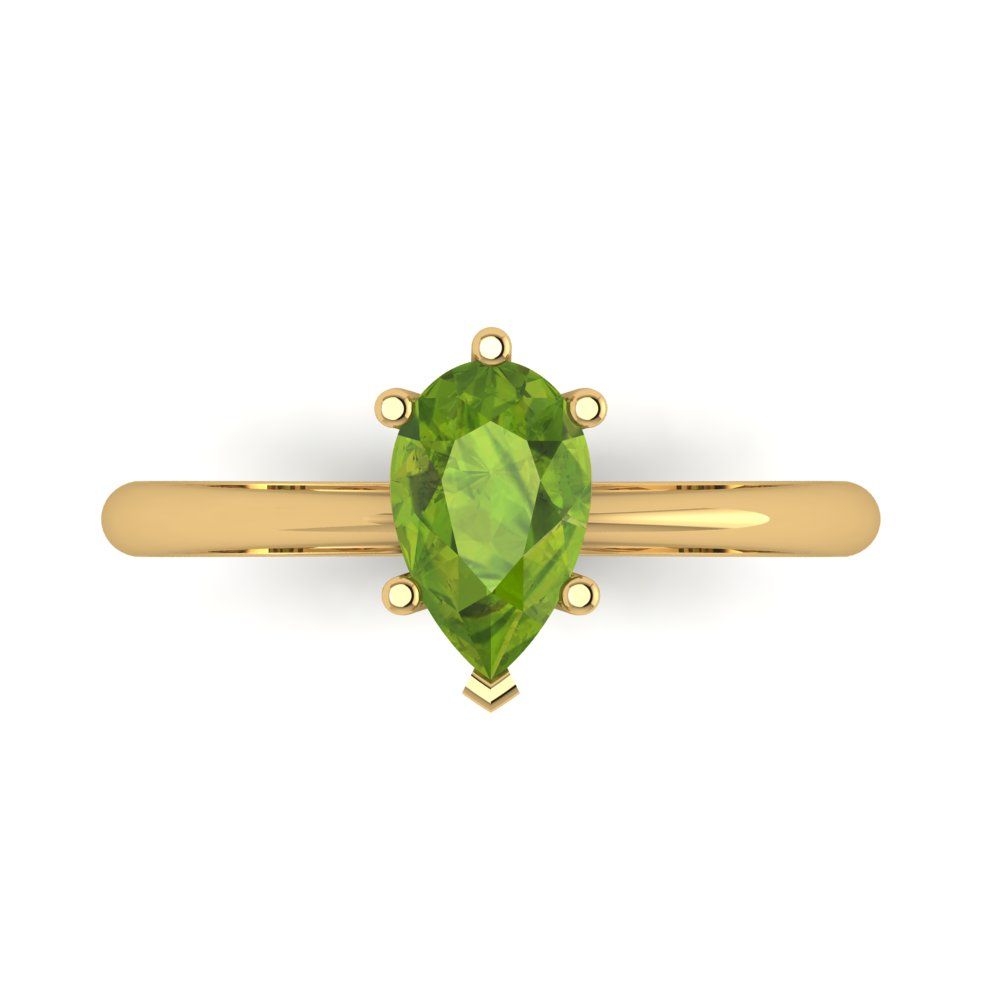 1 cttw Natural Peridot Solitaire  Engagement Ring - Solid Gold (Pear Cut,8x5mm)