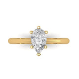 1.0 ct Brilliant Pear Cut Natural Diamond Stone Clarity SI1-2 Color G-H Yellow Gold Solitaire Ring