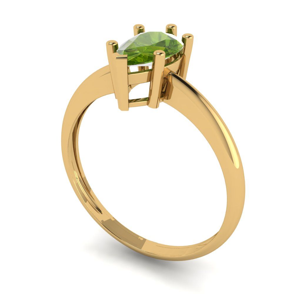 1 cttw Natural Peridot Solitaire  Engagement Ring - Solid Gold (Pear Cut,8x5mm)