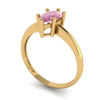 1 cttw Zirconia Simulated Pink Diamond Solitaire  Engagement Ring - Solid Gold (VVS1, Pear Cut,8x5mm)