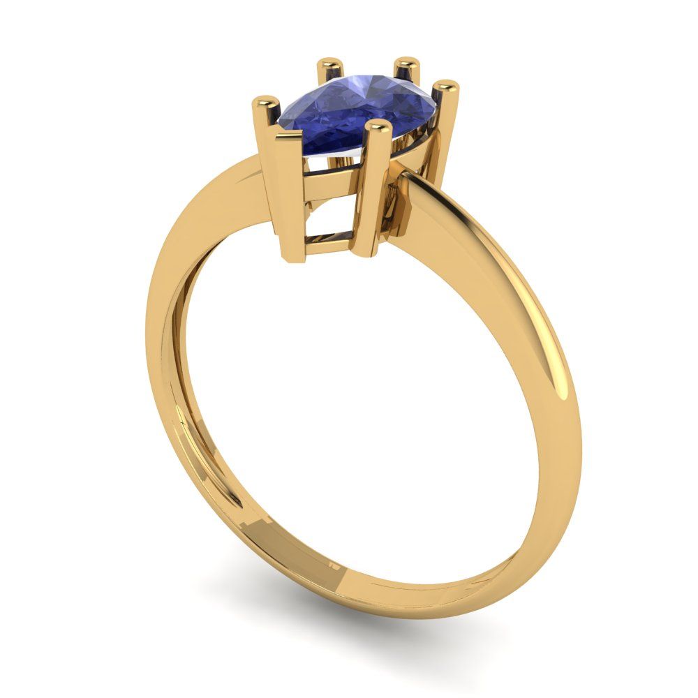 1 cttw Simulated Tanzanite Solitaire  Engagement Ring - Solid Gold (Pear Cut,8x5mm)