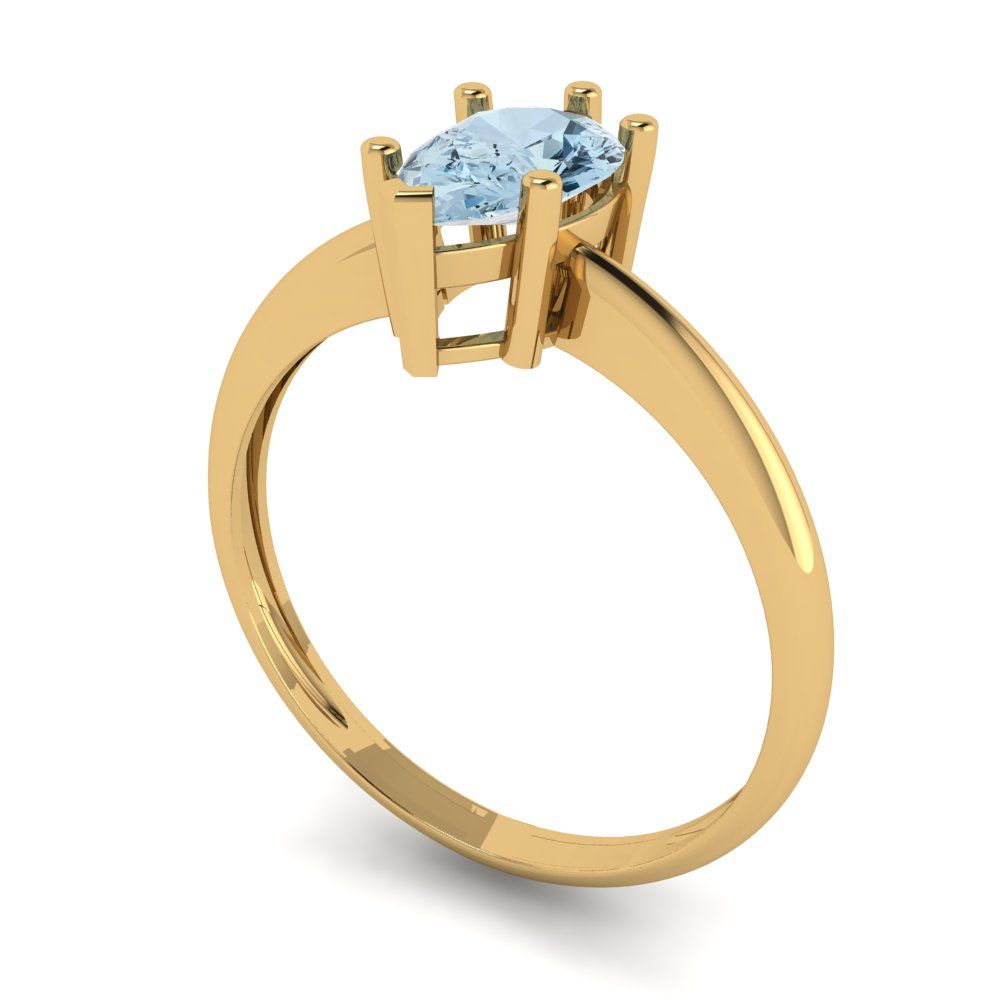 1 cttw Natural Sky Blue Topaz Solitaire  Engagement Ring - Solid Gold (Pear Cut,8x5mm)