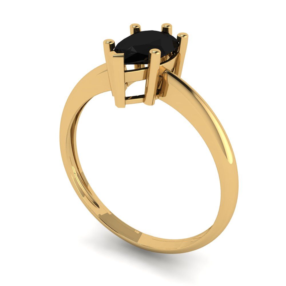 1 cttw Natural Onyx Solitaire  Engagement Ring - Solid Gold (Pear Cut,8x5mm)