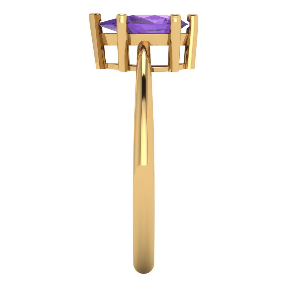 1 cttw Natural Amethyst Solitaire  Engagement Ring - Solid Gold (Pear Cut,8x5mm)