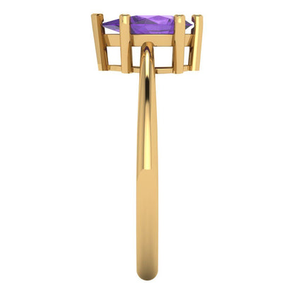 1 cttw Natural Amethyst Solitaire  Engagement Ring - Solid Gold (Pear Cut,8x5mm)