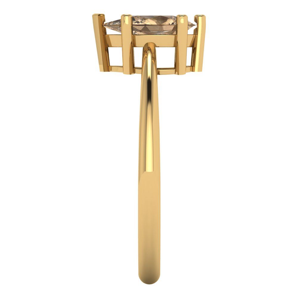 1 cttw Zirconia Simulated Champagne Diamond Solitaire  Engagement Ring - Solid Gold (VVS1, Pear Cut,8x5mm)