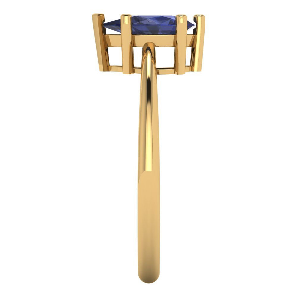 1 cttw Simulated Blue Sapphire Solitaire  Engagement Ring - Solid Gold (Pear Cut,8x5mm)